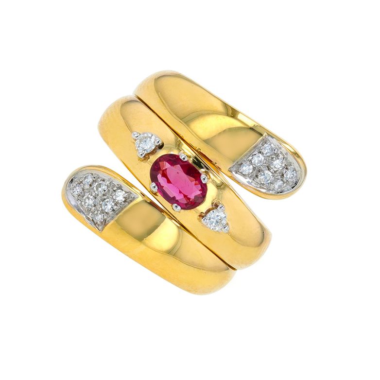Bague rubis 0.37 carat et diamants 0.17 carat 2 ors 16.07g Comme neuf -  reconditionné disponible sur Gemme Les Bijoux